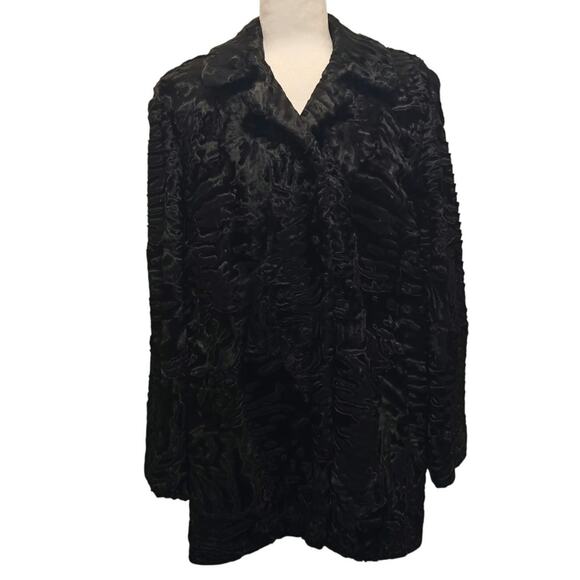 Black Swakara wool Coat by furs Alixandre NY sz M - Picture 1 of 8
